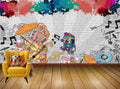 Avikalp Exclusive AVZ1751 Beautiful Musical Notes Instruments Players HD 3D Wall Sticker(213cm x 182cm)
