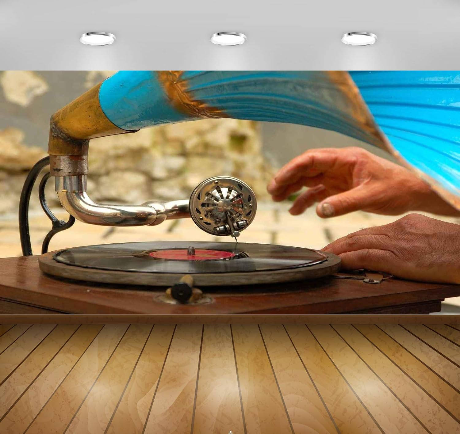 Avikalp Awi4700 Gramophone Music Instrument Song Full HD 3D Wallpapers- (7 6 Ft)