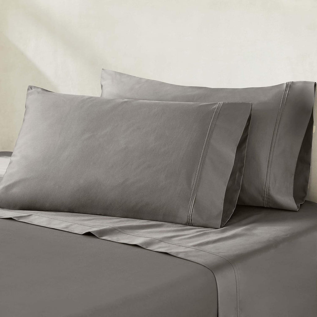 Superior Egyptian Cotton 850 Thread Count Bed Sheet Set, 1 Elastic Deep Pocket Fitted Sheet, 1 Flat Sheet, 2 Pillowcases, Daily Soft Sheets, Luxury, Plush, Home Collection, Full, Grey