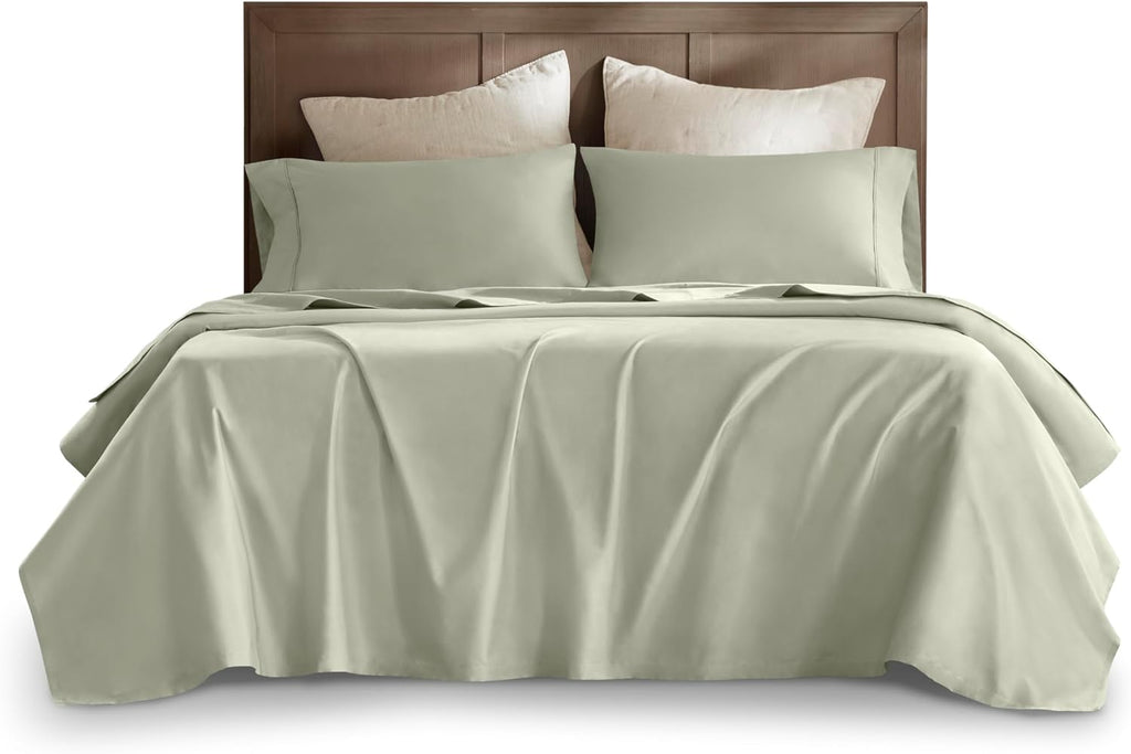 Harbor House Luxury 100% Egyptian Cotton Sheet Set, 400 Thread Count Sateen Weave, Soft & Breathable Bed Sheets with Deep Pocket, 4-Piece Cal King Bedding Set, Sage