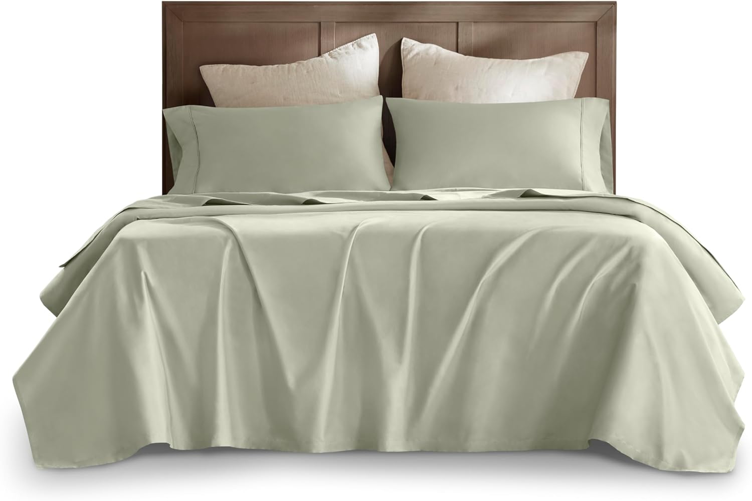 Harbor House Luxury 100% Egyptian Cotton Sheet Set, 400 Thread Count Sateen Weave, Soft & Breathable Bed Sheets with Deep Pocket, 4-Piece Cal King Bedding Set, Sage