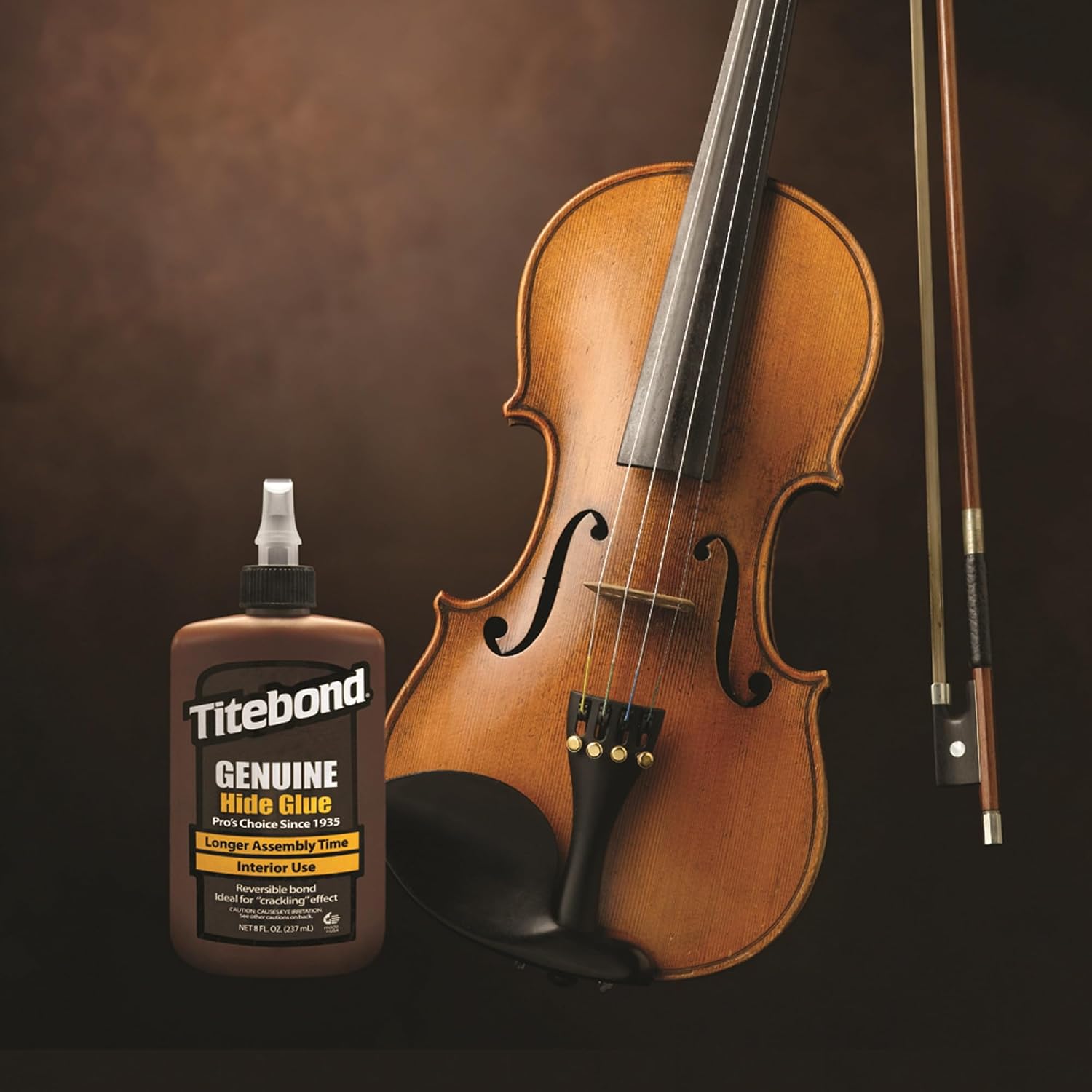 Titebond Genuine Hide Glue 8 Oz. (12 Pack) – Adhesive for Fine Furniture, Antique Restoration, Musical Instruments, Slow Set, Creep-Resistant, Creates Crackling Effect on Wood – 5013