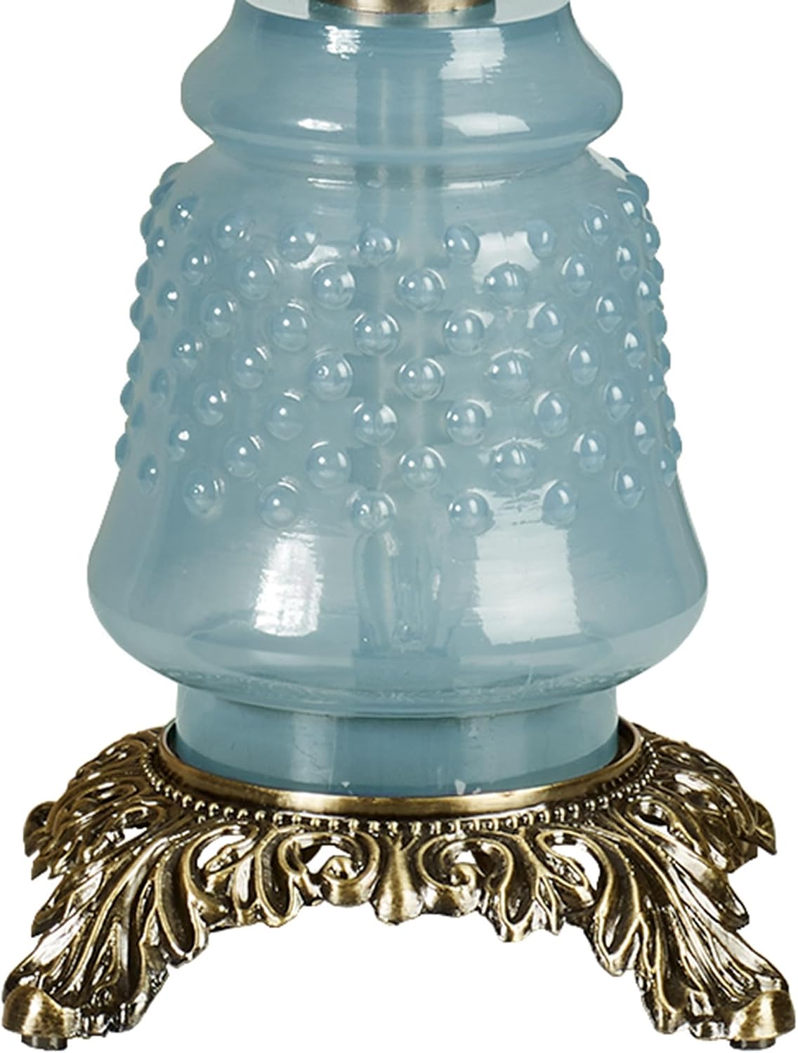 Touch of Class Mindy Hobnail Glass Table Lamp - Blue Shade - Handcrafted Globe - Blown by Hand - Hurricane Chimney Style - Victorian Lamps for Desk, Bedroom, Living Room - 20.5 Inches High