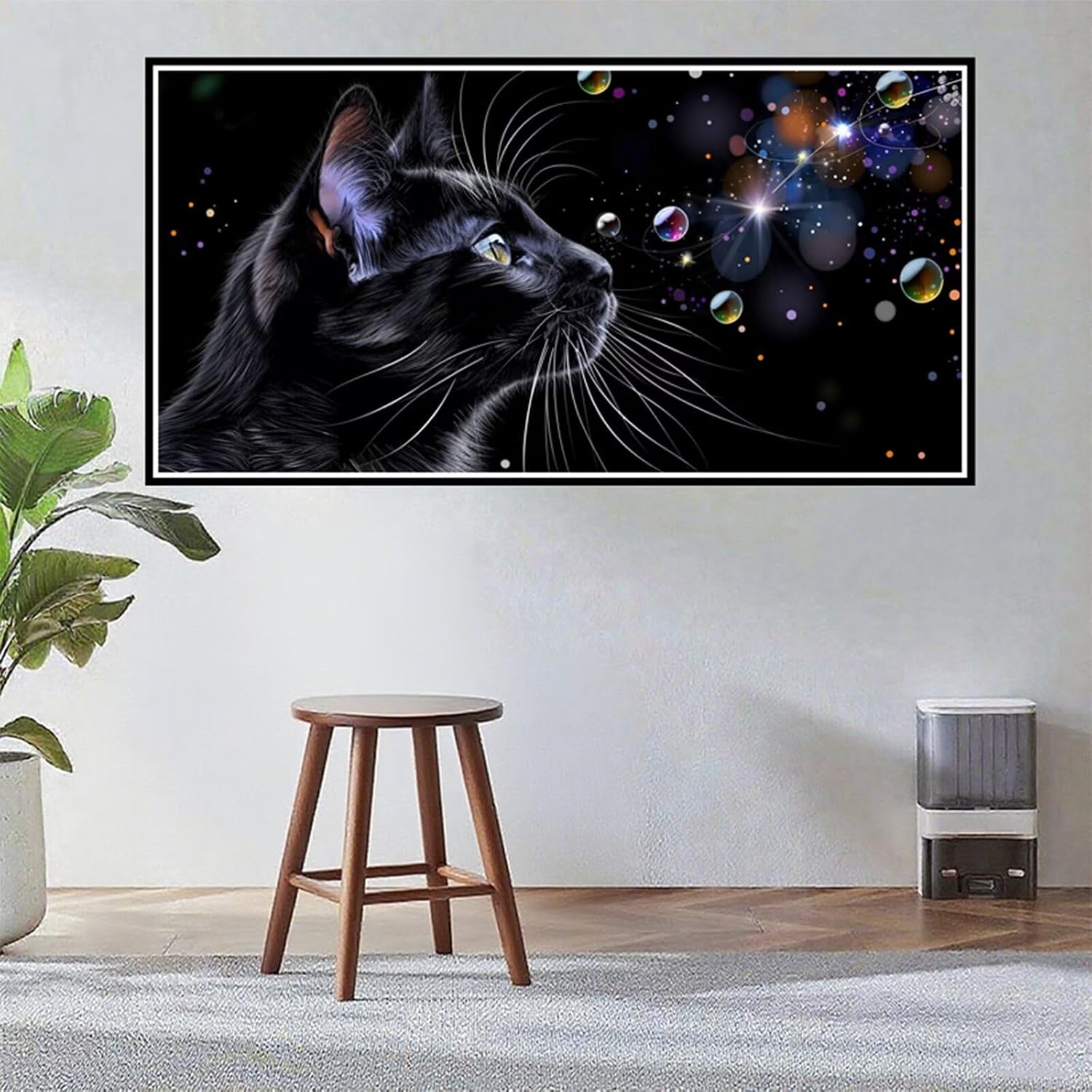 Diamond Art Kits for Adults, 40x88 Inch Large Diamond Painting Cat Dimond Painting Black Wall Art Mosaic Kits, DIY Crystal Arts & Crafts Canvas Paintings, Hobbies for Women, Home Decor, Gifts R2-308