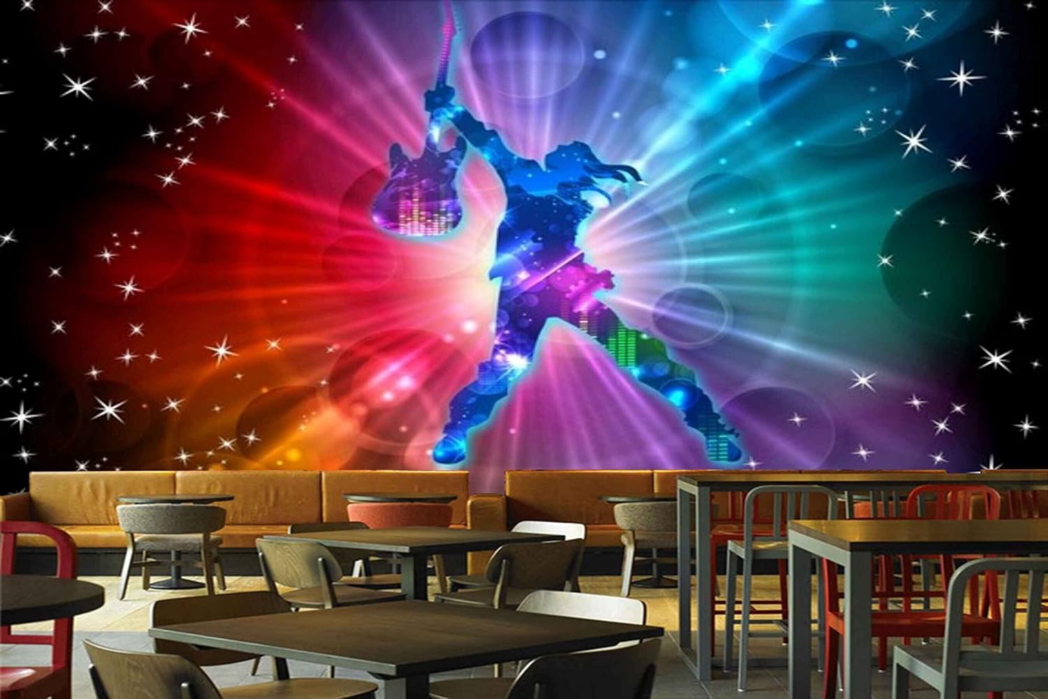 MWZ3476 Singer Guitar Stars Music HD 3D Wallpaper for Disco Club Karaoke[18 ft x 13 ft] / [549 cm x 396 cm]