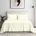 1000 Series- Extra Long Staple 100% Egyptian Cotton Sheet Set,Sateen Weave, Hotel Quality Soft Luxury Bedding, Queen Size 4 Piece Sheet Set Fit 15' Inch to 18' Deep Stripe Ivory