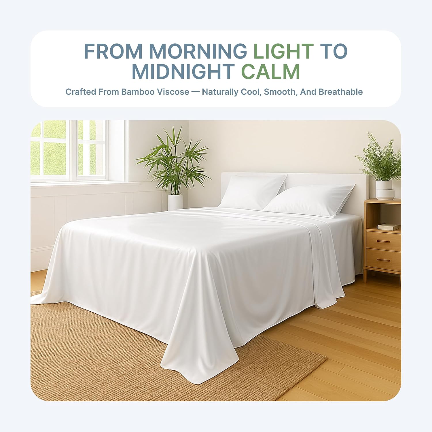 BedVoyage - Viscose from Bamboo Split King Size Sheets Set - Luxury 5pc King Sheet Set - Cooling Bed Sheets 18' Deep Pocket - Ultra Soft Sheet and Pillowcase Sets - White