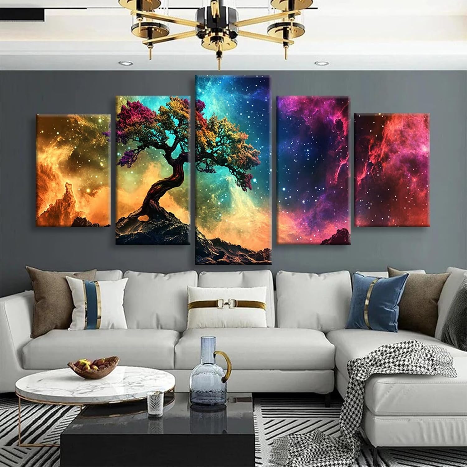 Color Diamond Art Kits for Adults, Diamond Painting Starry Sky 5 Pack 5D Full Square Drill Rhinestones Gem Art for Adults Craft Kits for Kids Crafts Beginners for Home Wall Decor 60x120Inch, Model94
