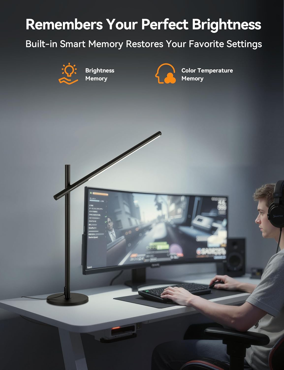 Tubicen Rotatable Desk Lamp 360° Joint Reading Table Lamp Adjustable Arm/Head Work Desk Lighting 3 Color 4- Stage Modern LED Touch Dimmable Angle Desk Task Lamp for Office Bedroom 15W Black