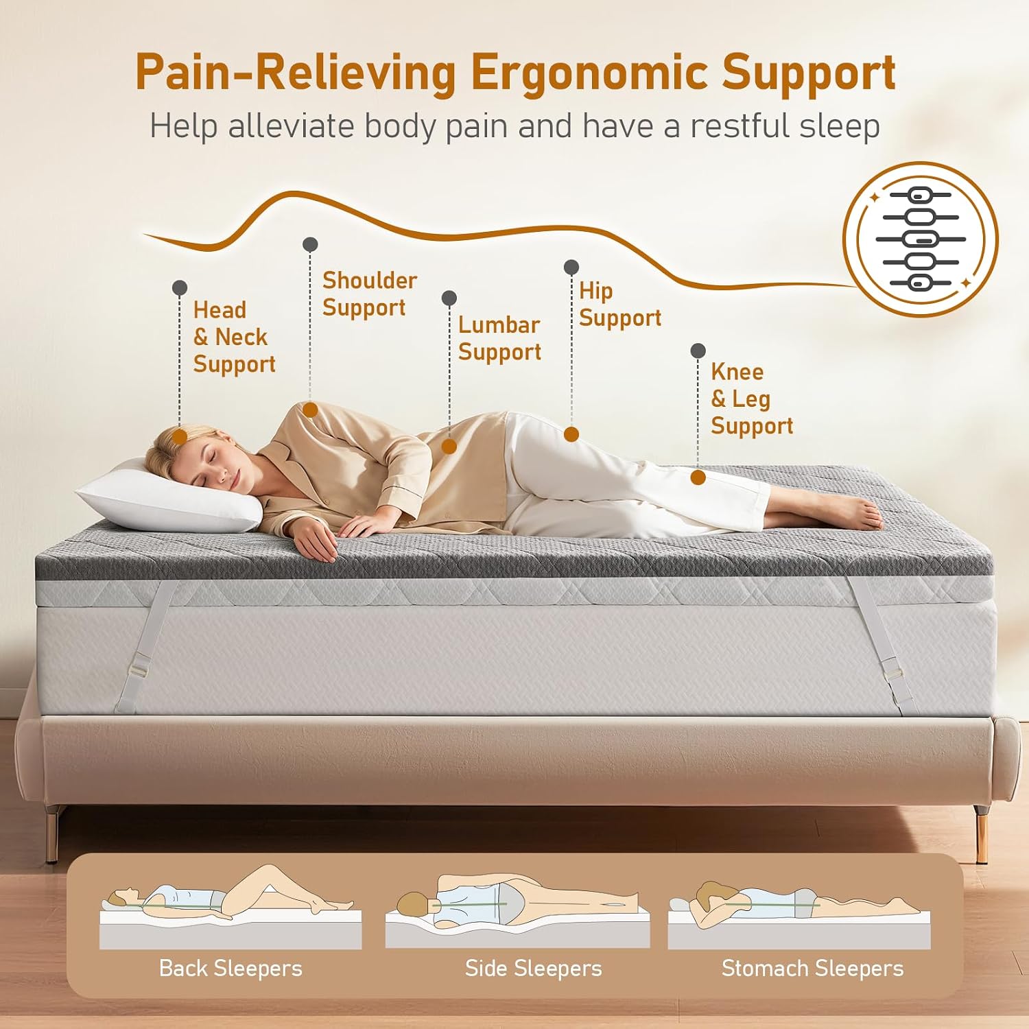 Extra Firm Mattress Topper King: 3 Inch Firm & Extra Firm Dual Firmness Bed Topper, High Density Support Mattress Pad for Back Pain Relief, Breathable Washable Cover, CertiPUR-US Certified, 80x76