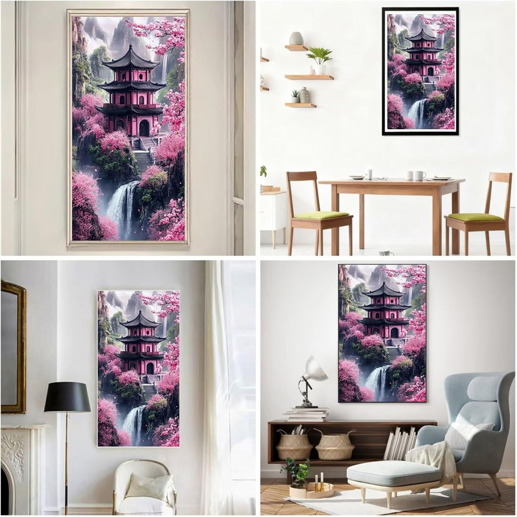 Diamond Art Kits for Adults Japan Diamond Painting Kits, 5D DIY Square Landscape Full Drill Dimond Art Paintings Crystal Crafts for Adults for Gift Home Wall Decor, Large Size 40 x 80 Inch, Model696