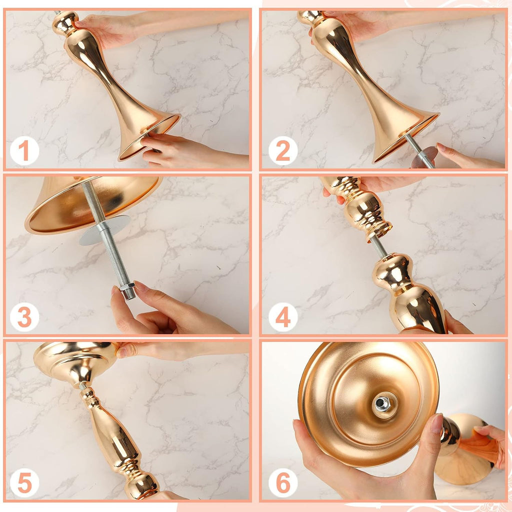 Rtteri 24 Pcs 20 Inch Tall Wedding Flower Stand Wedding Centerpieces for Table Metal Centerpiece Stand Flower Vase Floral Arrangement Holders for Reception Birthday Party Hotel Home Decoration (Gold)