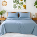 SONORO KATE 100% Egyptian Cotton Sheets - 1200 Thread Count, Luxury & Cooling Hotel Cotton Bed Sheets Set 4 Piece, Sateen Weave for Soft Feel, Fits Upto 16' Mattress (French Blue, Queen)