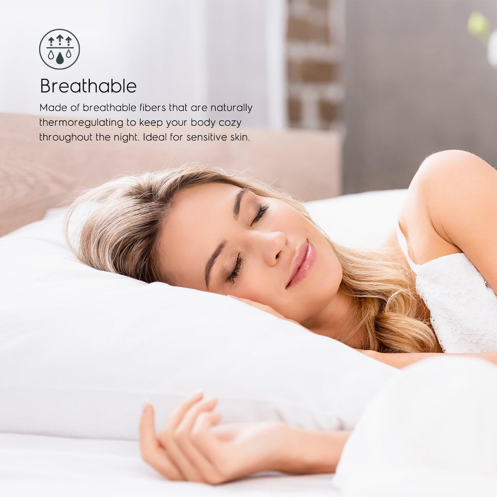 Bamboo Sheets Queen Size, 100% Pure Viscose derived from Bamboo Bed Sheet Set, Luxuriously Soft, Silky, Cooling Sheets, Double Stitched, Lifetime Promise by Tafts (Cool White)
