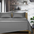 TEXAS LINEN CO. 100% Egyptian Cotton Queen Sheets Set - Luxury 1200 Series Star Sleepin' Collection Egyptian Cotton Sheets Queen Size (4 PC, Dark Grey), 17' Deep Pocket, Sateen Hotel Bedding Set