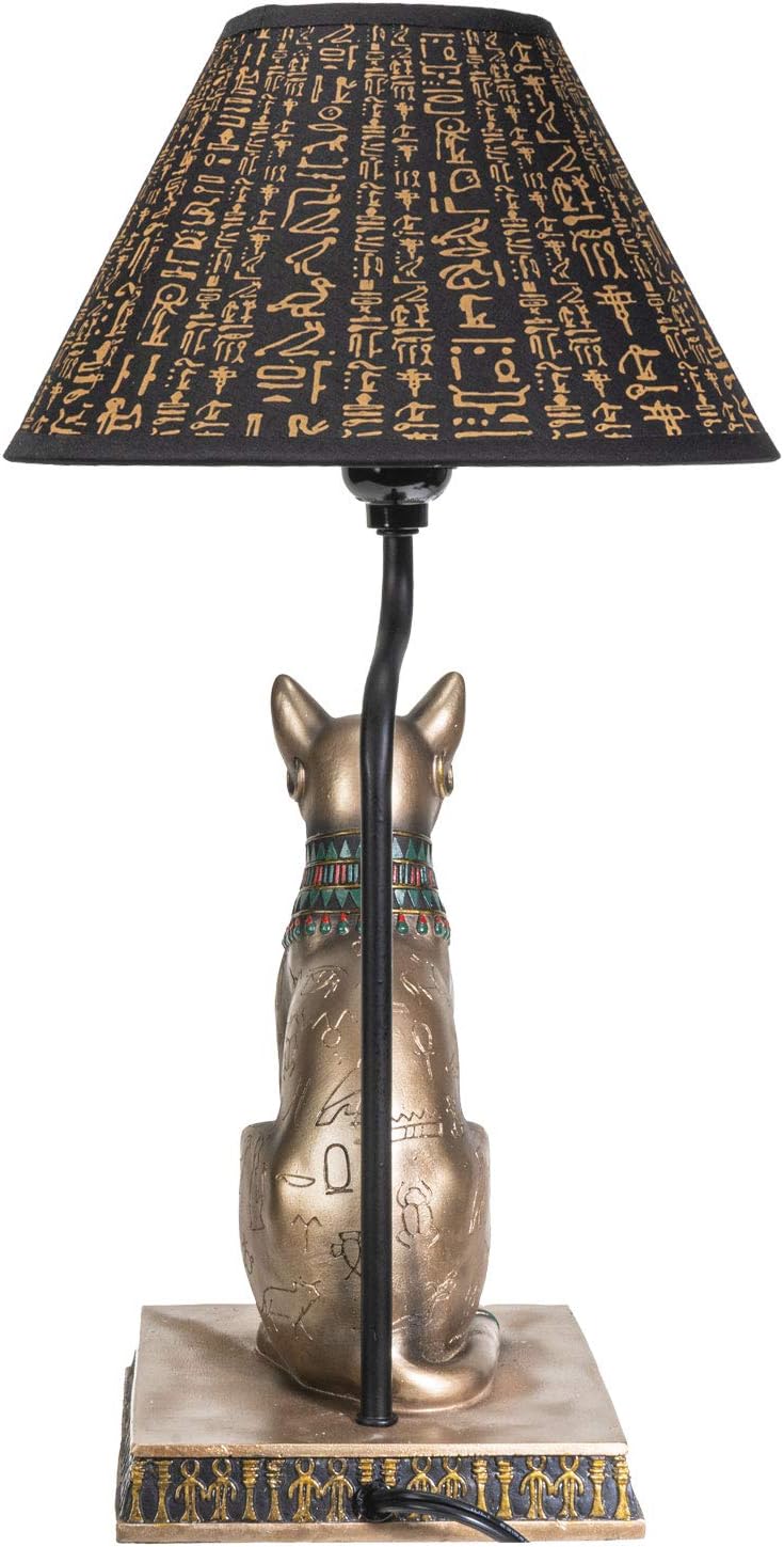 Pacific Giftware Egyptian Bastet Goddess of Fertility Sculptural Table Lamp with Shade 18 inch Tall Egyptian Home Decor (Bronze)