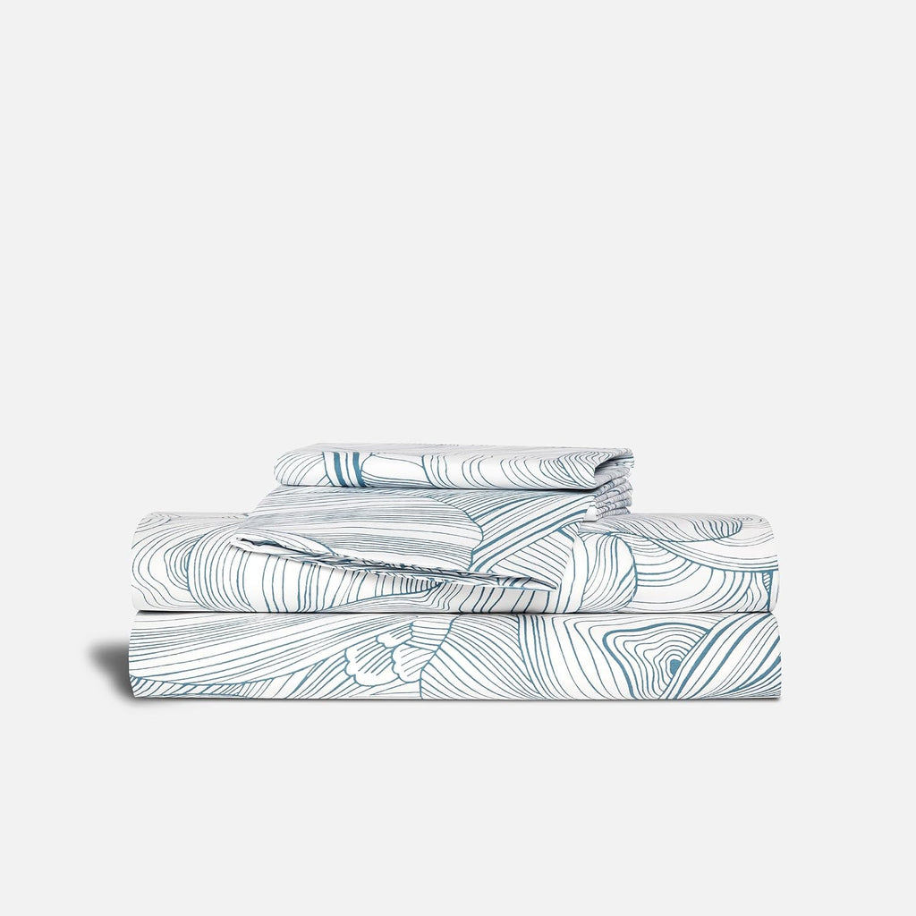 Brooklinen Luxury Percale Sheet Set - 4 Piece 100% Cotton Bed Sheets - 1 Fitted & 1 Flat Sheet, 2 Pillowcases - Cotton Percale Sheets for Hot Sleepers (Queen Size, Oyster in Storm)