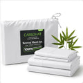 Cariloha Retreat 4-Piece Sateen Sheet Set | White | Queen | Lyocell Material | Breathable, Corner Straps, Extra Soft & Cooling