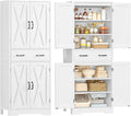 TEENFON Tall Storage Cabinet with 2 Adjustable Shelves & 1 Large Drawer, Kitchen Pantry Cabinet with 4 Doors, Bathroom Storage Cabinets, for Living Room, Kitchen, Bathroom, White