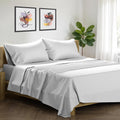 XOOX Linen 100% Egyptian Cotton Sheets Queen Size Bed Set - Luxury 1500 High Thread Count Egyptian Cotton Queen Sheet Set (4 PC, Light Grey), 17' Deep Pocket, Silky Soft, Cooling, Sateen Bedding