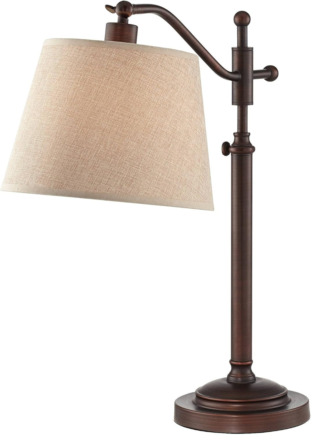 Regency Hill Adley 30 1/2' Tall Downbridge Arm Large Farmhouse Rustic Traditional Desk Lamps Set of 2 Adjustable Height Brown Bronze Finish Metal Tan Shade Home Office Living Room Bedroom Bedside