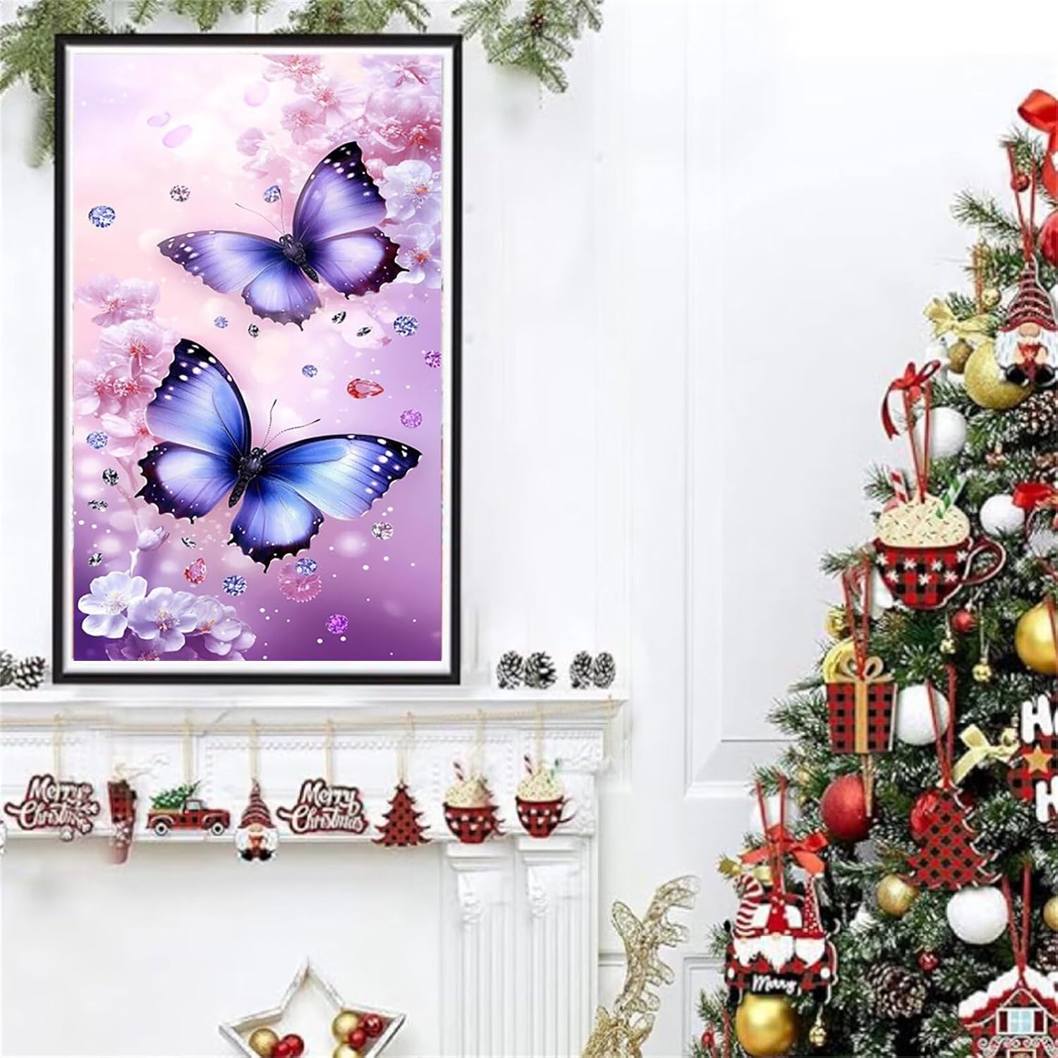 Diamond Art Kits for Adults Butterfly Diamond Painting Kits, 5D DIY Round Flower Full Drill Dimond Art Paintings Crystal Crafts for Adults for Gift Home Wall Decor, Large Size 36 x 72 Inch, Model813