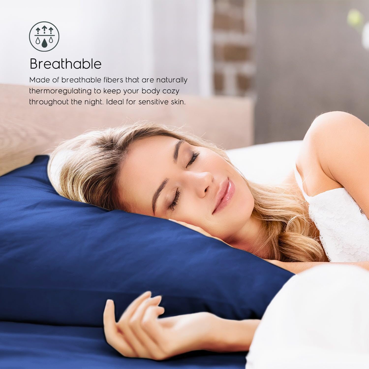 Bamboo Sheets Queen Size, 100% Pure Viscose derived from Bamboo Bed Sheets Set, Luxuriously Soft, Silky, Cooling Sheets, Double Stitched, Lifetime Promise by Tafts (Navy)