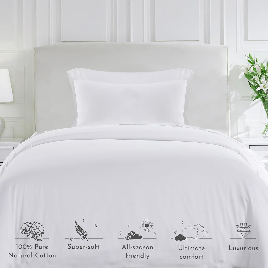 California Design Den Bulk Pack of 8 Queen Duvet Cover Sets - 400 Thread Count 100% Cotton Sateen, Case Includes 8 Duvet Covers and 16 Pillow Shams (White)