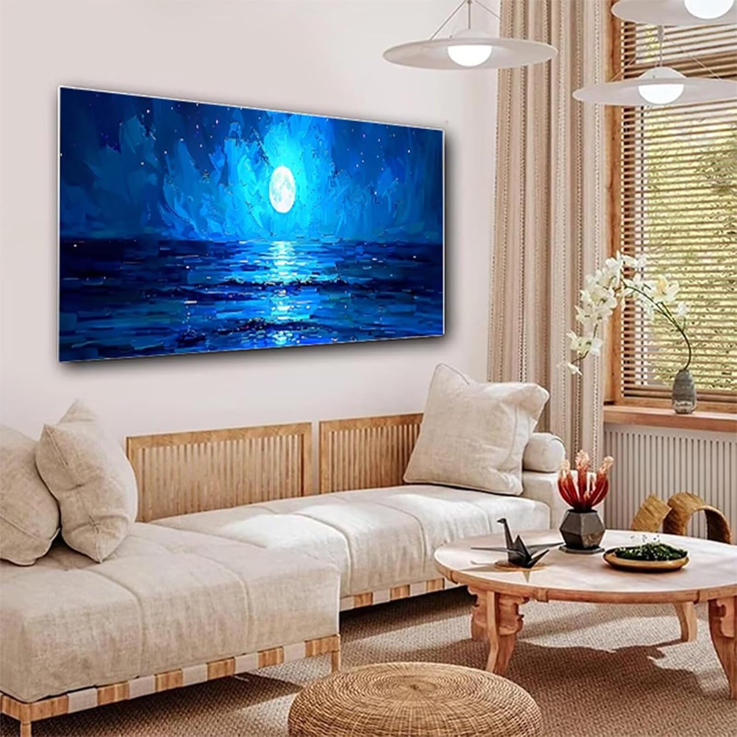Diamond Painting Sky Diamond Art Kits for Adults, Dimond Art Painting Moon Mosaic Kits for Beginner, DIY Full Square Drill Large Gem Arts and Crafts, Home Wall Decor, Gifts for Women 108x36 Inch Z4-33