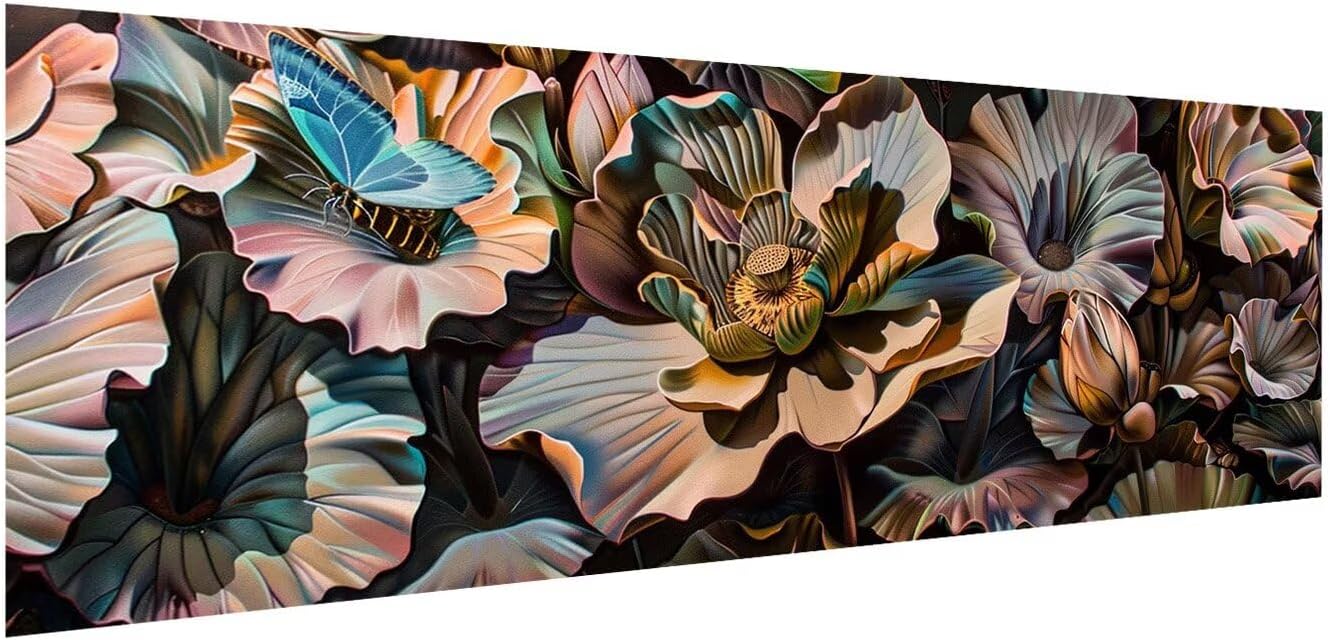 Diamond Painting Flower Diamond Art Kits for Adults, Dimond Art Painting Butterfly Mosaic Kits for Beginner, DIY Full Square Drill Large Gem Arts and Crafts Paintings, Home Decor 88x32 Inch Z4-535