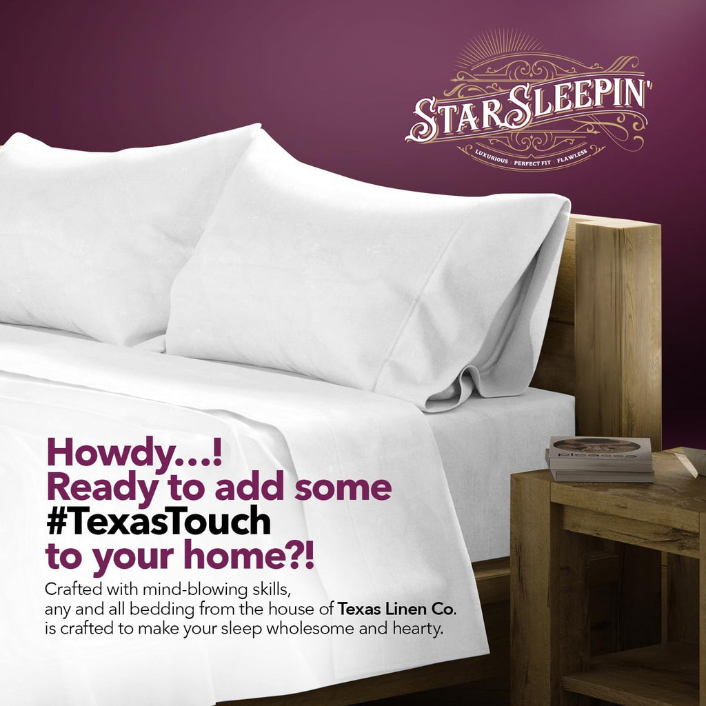 TEXAS LINEN CO. 100% Egyptian Cotton Sheets King Size Set Pack of 2 - Luxury 1200 Series Star Sleepin' Collection Sheets King Size (8 PC, White), 17' Deep Pocket, Soft, Sateen Hotel Bedding Set
