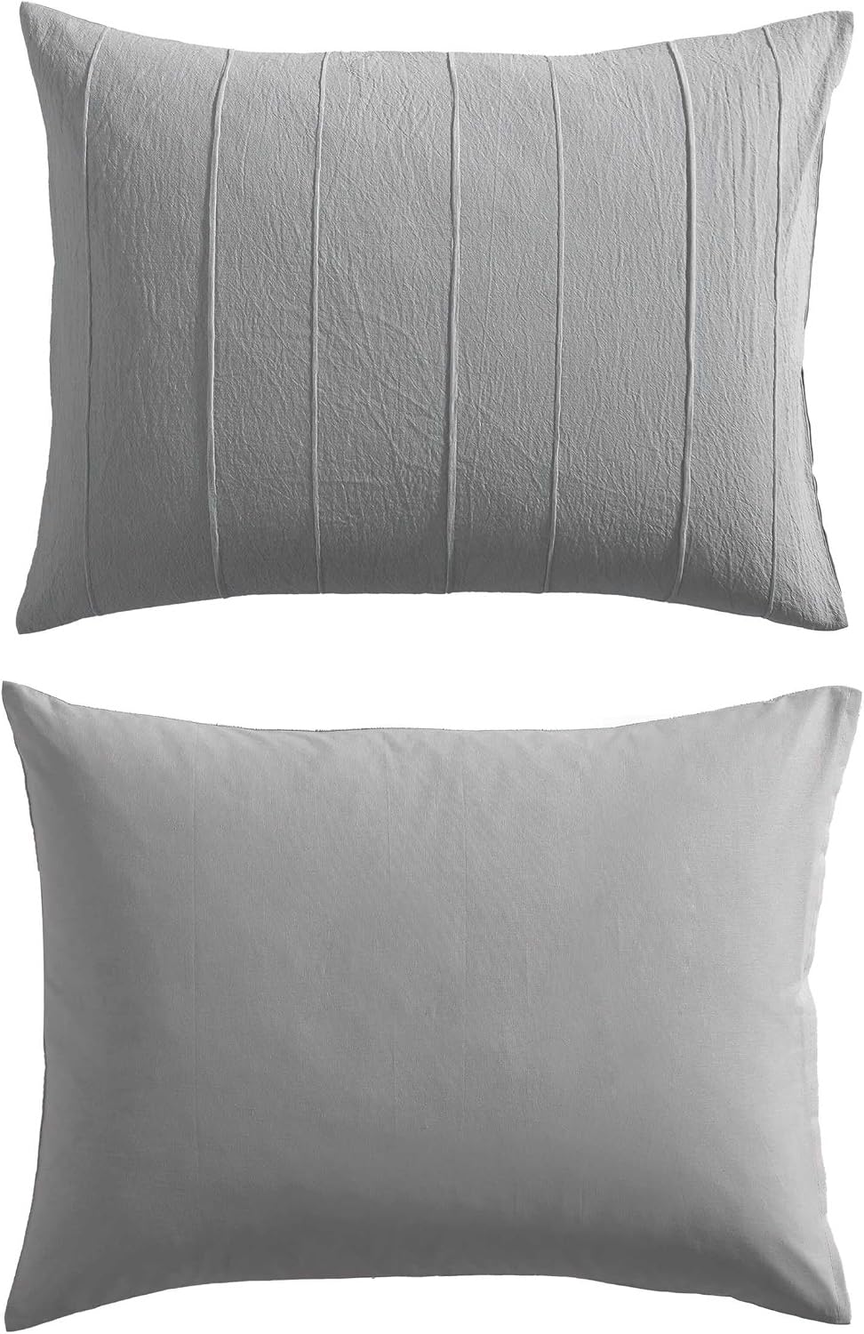 Vera Wang - Queen Comforter Set, Soft Cotton Bedding w/Smooth Cotton Percale Reverse, Lightweight for Year Round Comfort, 3 Piece Bed Set w/Matching Pillowcases (Woven Tucks Grey)