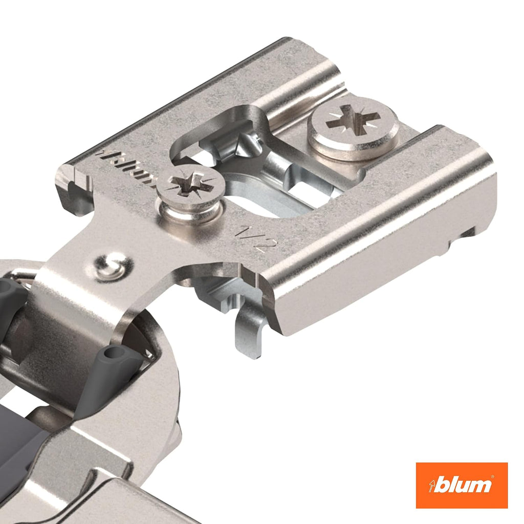 Blum Compact BLUMOTION Hinge (25 Kits), 1/2' Overlay, 105° Opening Angle, Steel, Integrated Soft-Close Hinges for Face Frame Cabinets