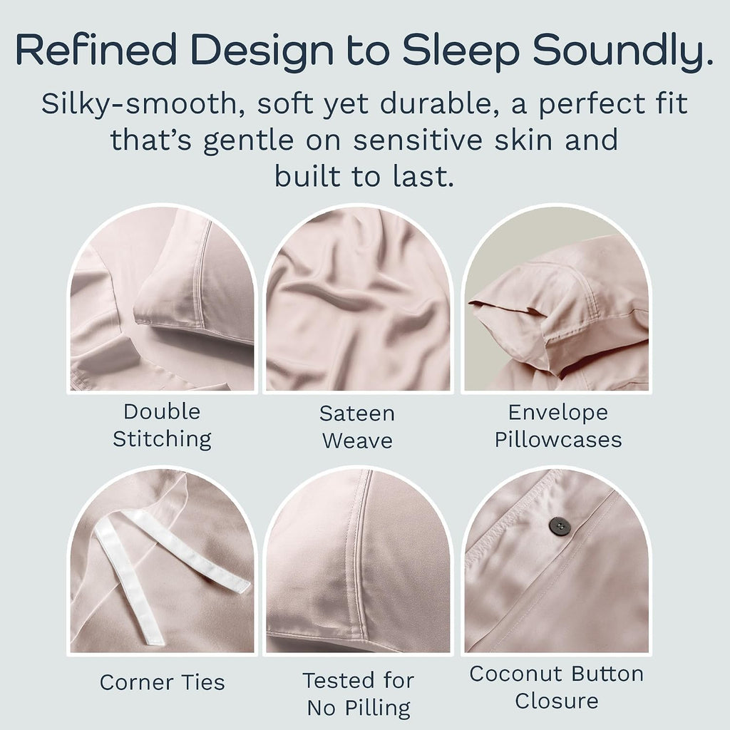 Olive + Crate Tencel King Duvet Cover Set - Hypoallergenic, Cooling Lyocell, Eucalyptus Duvet Cover for Hot Sleepers with Two Pillowcases - Barely Pink 3-Piece