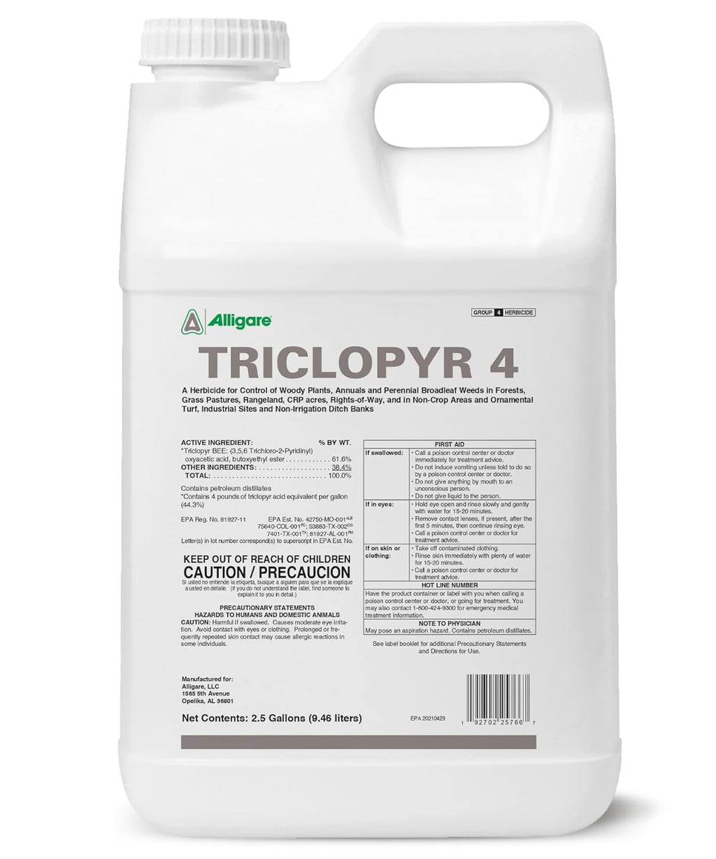 ALLIGARE - Triclopyr Herbicide 4 EC Selective Weed Killer for Woody Plants, Brush for Forestry, Pastures, Rights-of-Way, Wetlands & Industrial Sites - Compare to Garlon 4 & Remedy - 2.5 Gallon