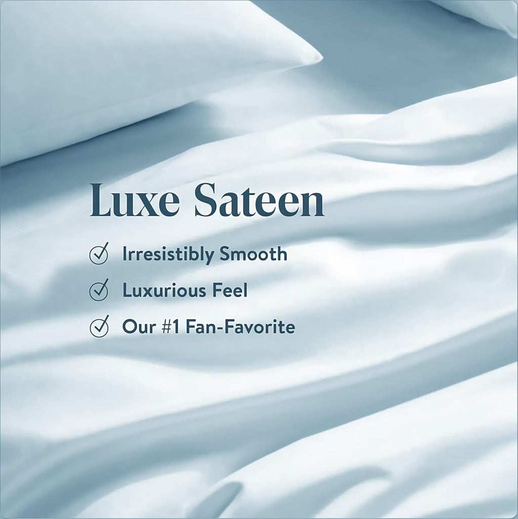 100% Egyptian Cotton Sheets King Size - Buttery Soft Sateen Weave - Heavyweight Luxury Hotel Bedding - 16' Deep Pocket, Lustrous 4 Pc Set - Premium Gift Box (Sky Blue - King)