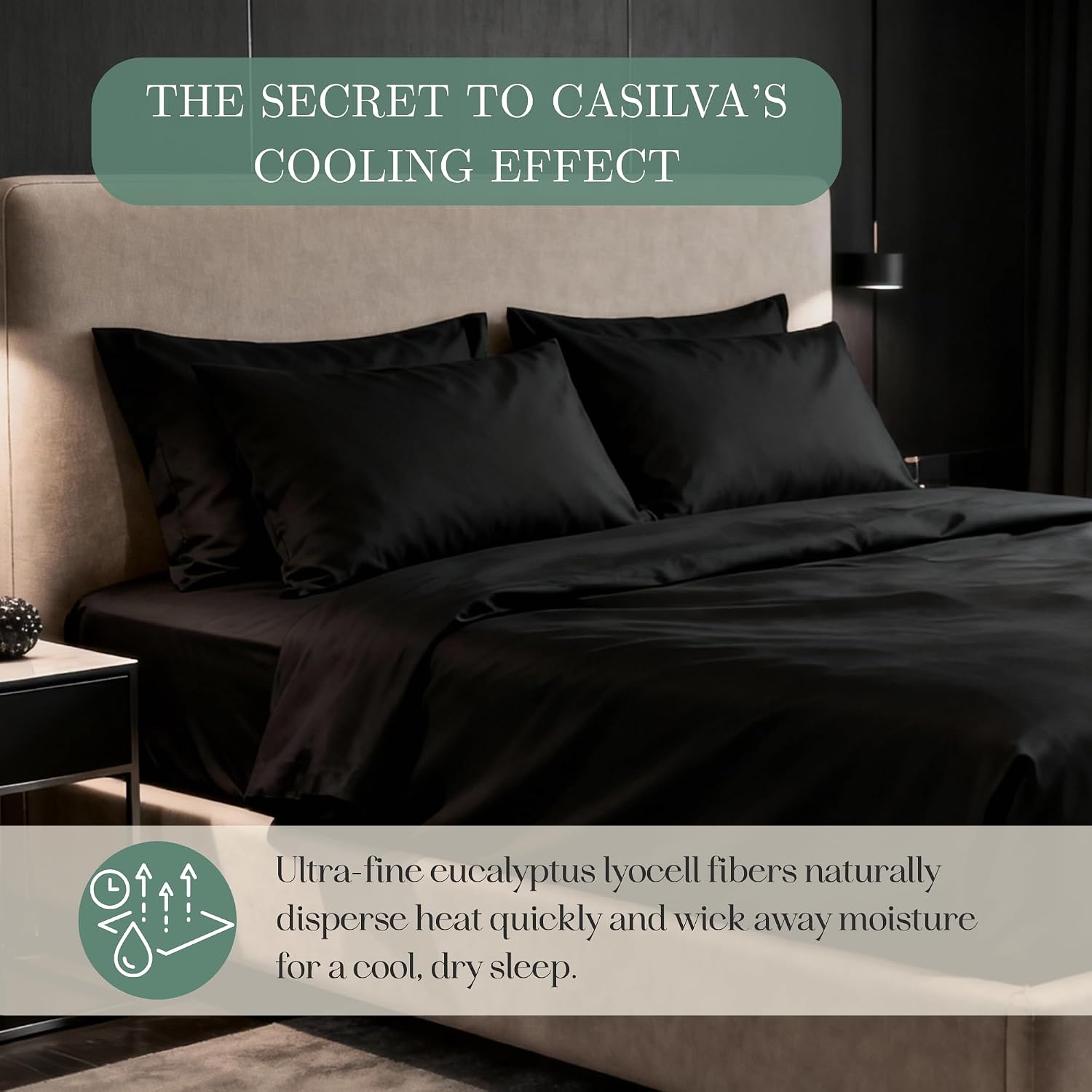 CASILVA Eucalyptus Sheets - Infused with Silver for Anti-Odor, Softer Than Silk Fibers, More Cooling Than Cotton - Perfect for Hot Sleepers & Sensitive Skin - 100% Tencel Lyocell - Queen Sheet Set
