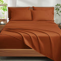 Ivellow 100% Egyptian Cotton Sheets King Size Set - 1200 Thread Count 6 PC 18' Deep Pocket King Size Bed Sheet Set，Durable Hotel Quality Luxury Soft Breathable Burnt Orange Cooling Sheet Sets Bedding