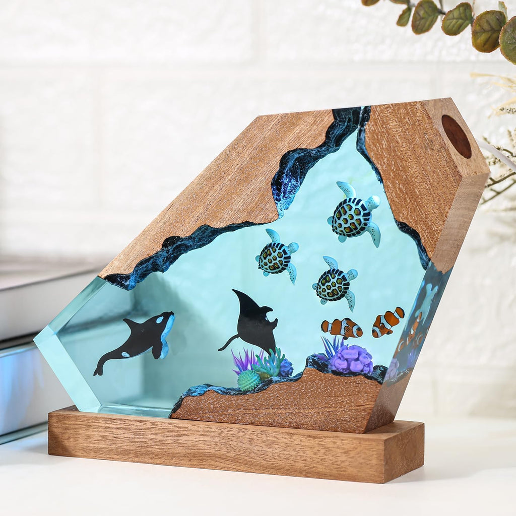 3D Orca Ocean Resin Lamp, Handmade Resin Night Light for Home Office Decor, RGB LED Light with USB Port, Orca Gifts for Kids,Birthday Valentine's Day Gifts for Women & Men (10'x6')