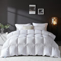 L LOVSOUL Goose Feather Down Fiber Comforter Oversize King Size, 100% Organic Cotton Fabric Duvet Insert,1200TC,750+Fill Power, Hotel Collection, All Season White Bedding Comforters with 8 Tabs