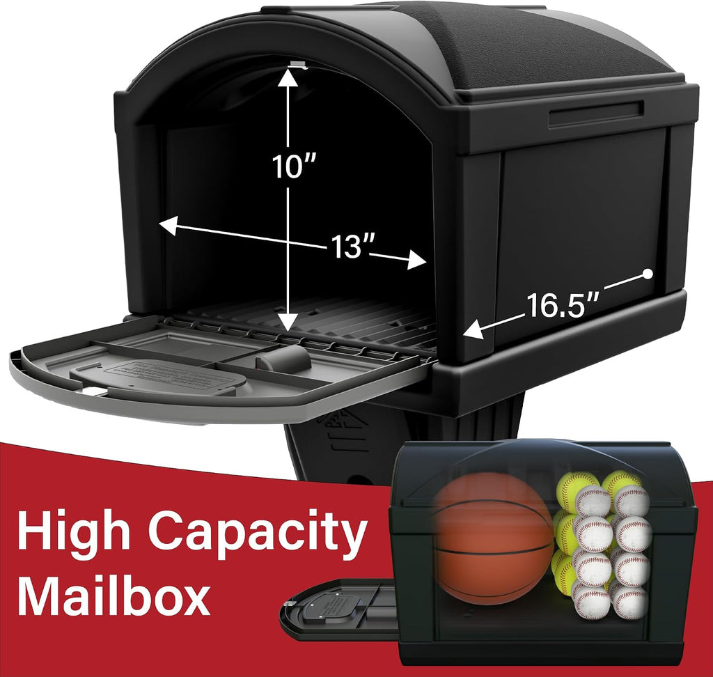 Simplay3 USPS T4 Extra Large Capacity XL Mailbox and Post Cover with Durable Double-Wall Construction, Weather-Resistant Design, Black, Made in the USA