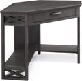 Leick Home 84430 Oak Corner Computer/Writing Desk with Drawer, Smoke Gray