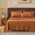 MEISHANG 100% French Pure Linen Sheets Queen Size - Bed Sheets 4 Piece Sets, Soft Durable Flax Linen, Anti-Tear Breathable Oeko-Tex Certified with 16' Deep Pocket (Brown)