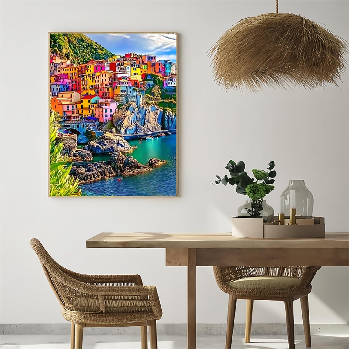 Landscape Dimond Painting Amalfi Coast Diamond Art Kits for Adults Beginners DIY 5D Round Full Dirll Crystal Gem Art Embroidery Paintings, Home Wall Decor Gifts, Hobbies for women 36x48in c7-246