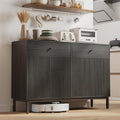 Mericonia Farmhouse Buffet Sideboard Cabinet with Storage, Fluted Coffee Bar with Doors and Adjustable Shelves, Modern Wood Console Cabinet with Drawers (4 Door, Grey 2 Drawer)