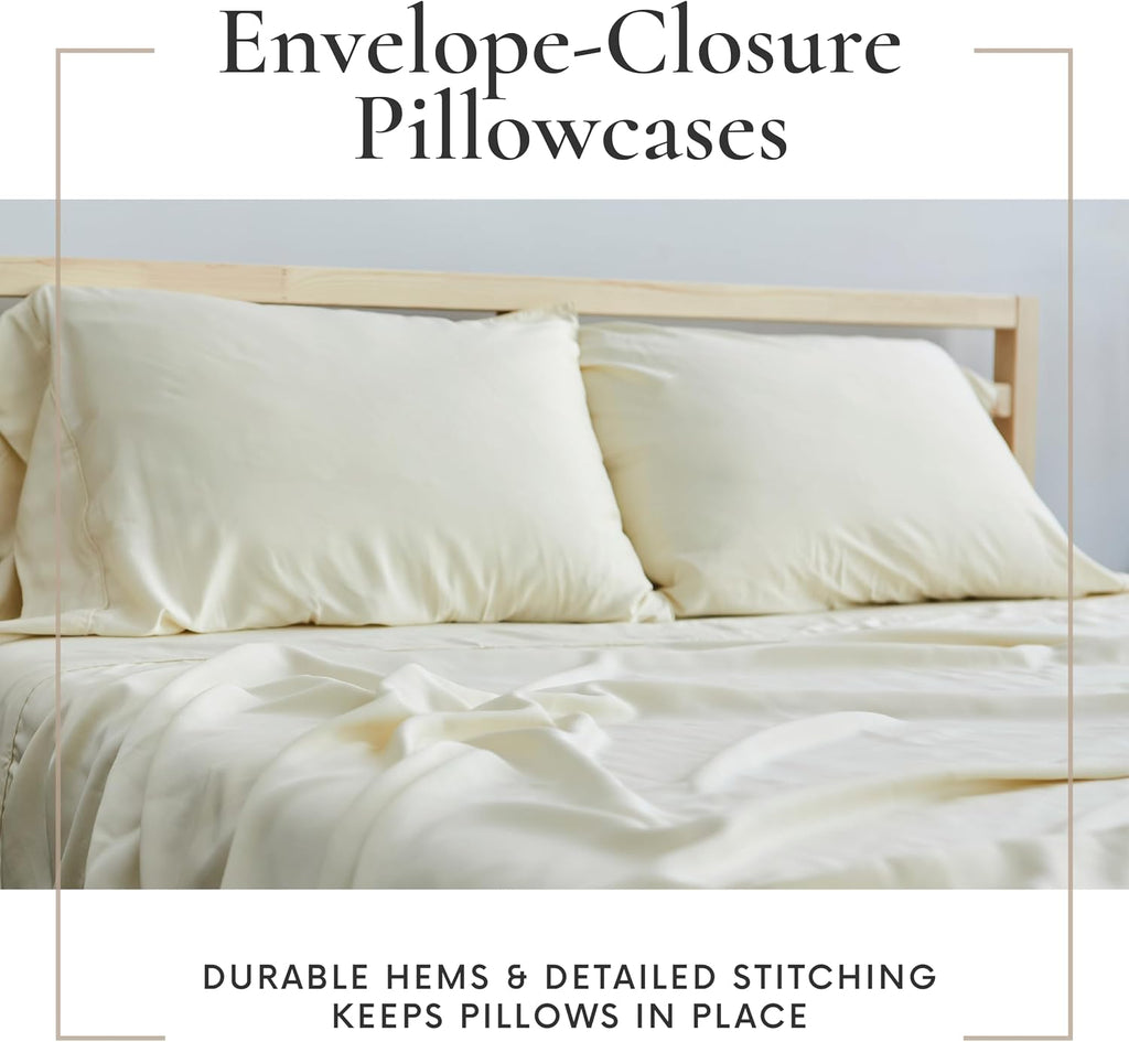 Bamboo Bay 6 Piece Full Size Sheet Set, 100% Viscose Made from Bamboo, Breathable, Ultra Soft Cooling Bed Sheets for Hot Sleepers, Beddings with Deep Pockets Fit 16' Mattress, Ivory