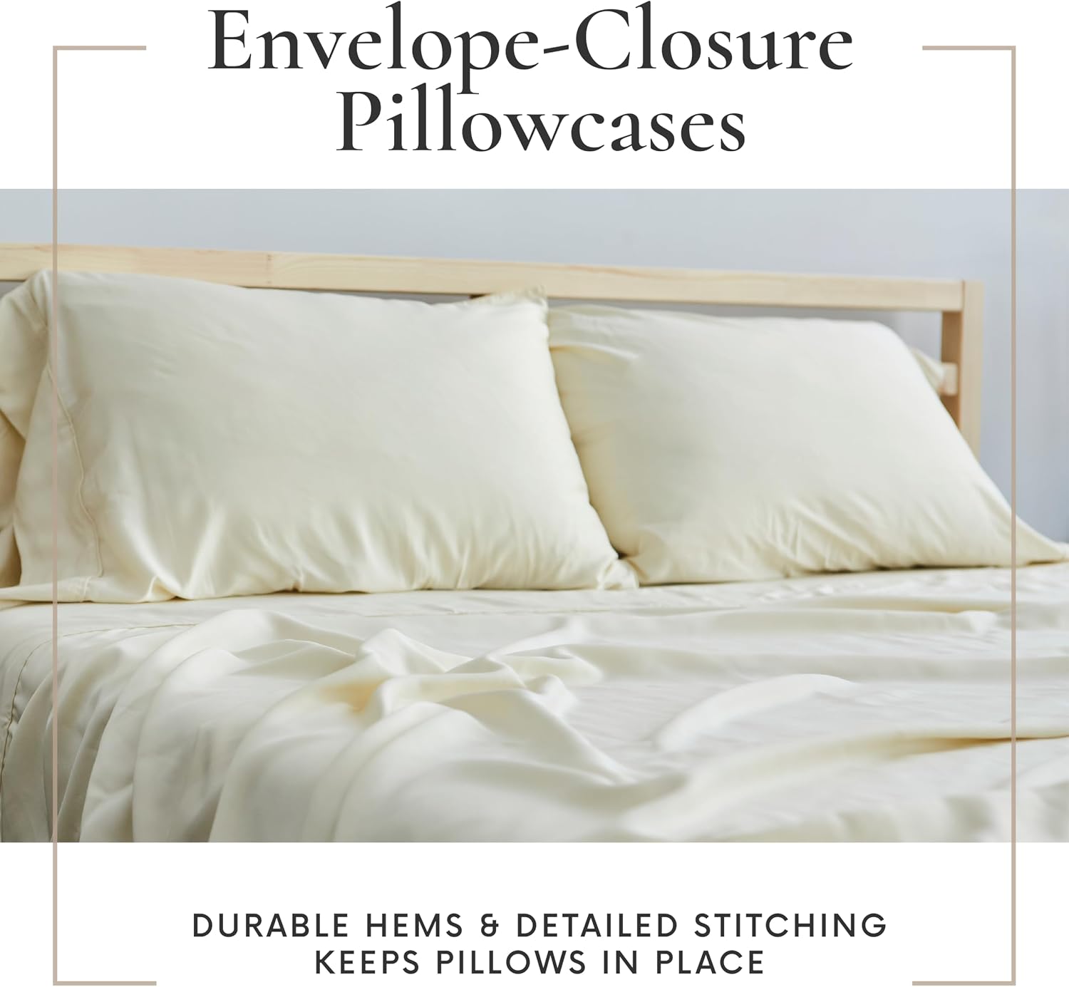 Bamboo Bay 6 Piece Queen Size Sheet Set, 100% Viscose Made from Bamboo, Breathable Ultra Soft Cooling Bed Sheets for Hot Sleepers, Beddings with Deep Pockets Fit 16' Mattress, Ivory