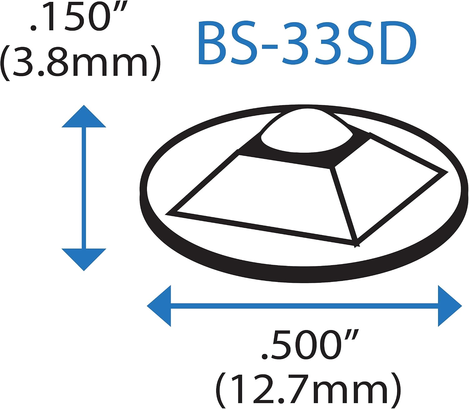 Bumper Specialties Self Adhesive Bumper Feet 0.50' x 0.15' (12.7mm x 3.8mm) Clear Pyramid Soft Polyurethane Pads for Cabinet Door Sound Dampening, 5,000 Pieces per Box, BS33SD