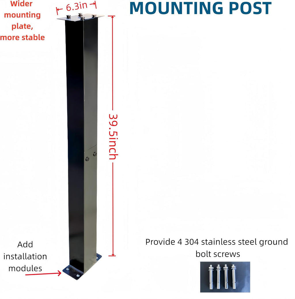 Mailbox,with Mounting Post,Comes with 4 Keys, Mailboxes for Outside,Locking Mailbox,Large,Black,Metal Mail Box,Heavy Duty,