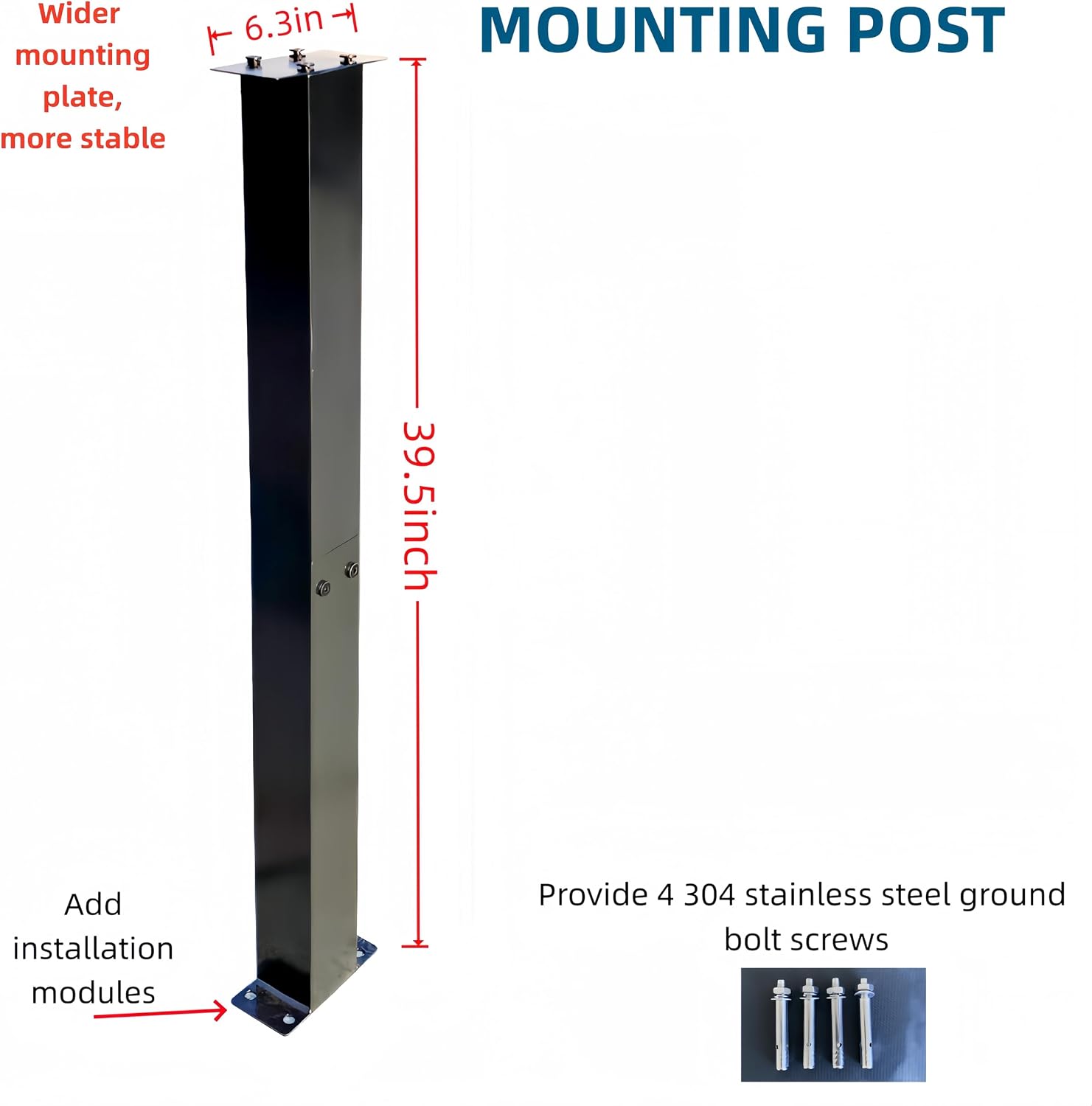 Mailbox,with Mounting Post,Comes with 4 Keys, Mailboxes for Outside,Locking Mailbox,Large,Black,Metal Mail Box,Heavy Duty,